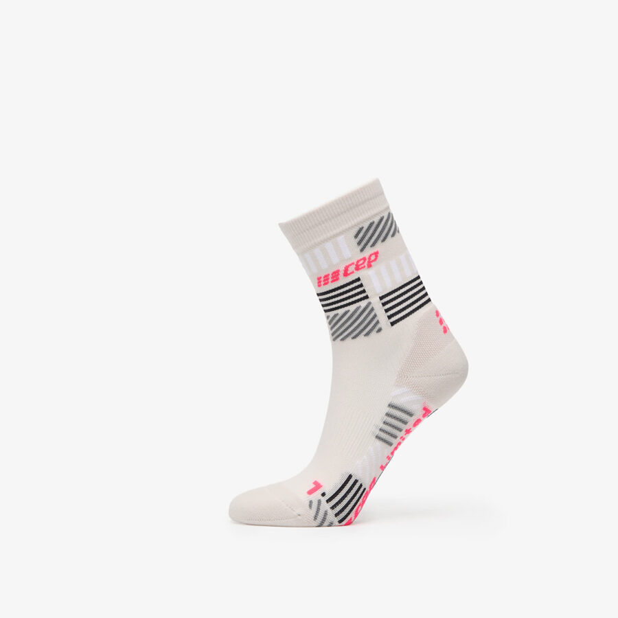 CEP The Run Limited Edition Compression Mid Cut Socks Cream/ Neon Pink S-alacsony-ár