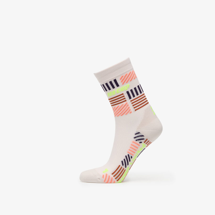 CEP The Run Limited Edition Compression Mid Cut Socks Cream/ Neon Yellow M-alacsony-ár