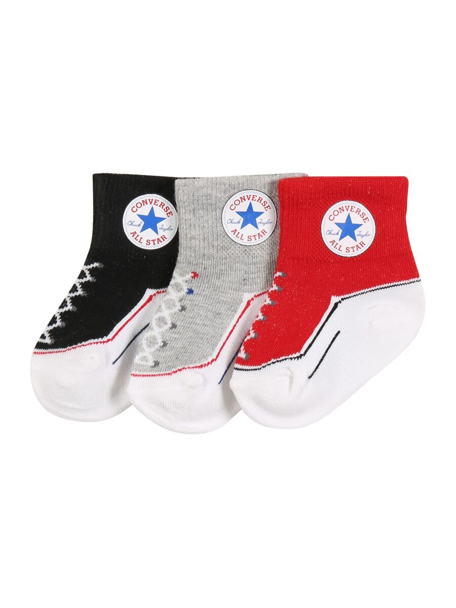 CONVERSE Zokni 'Infant'  szürke melír / piros / fekete / fehér-hu