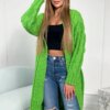 Cable knit sweater light green