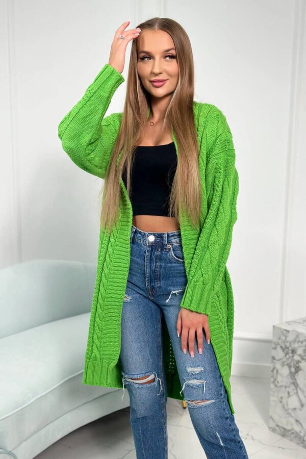 Cable knit sweater light green