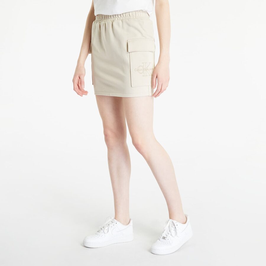 Calvin Klein Jeans Embroidered Monologo Straight Skirt Beige S-alacsony-ár