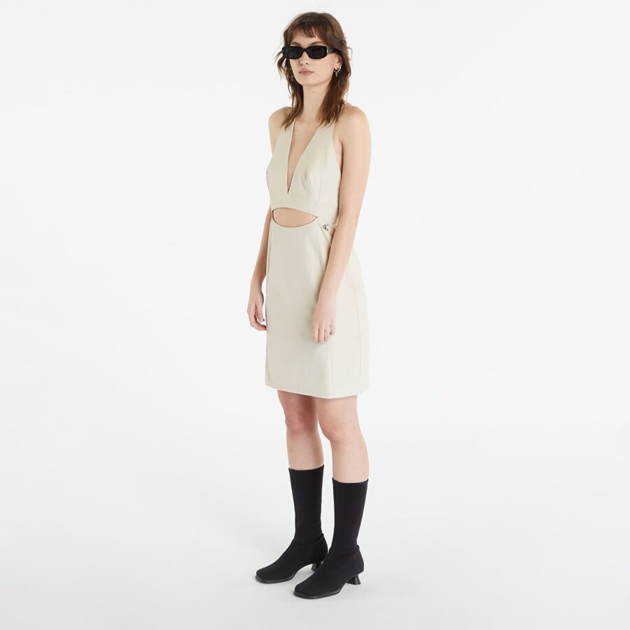 Calvin Klein Jeans Open Back Utility Dress Beige M-alacsony-ár