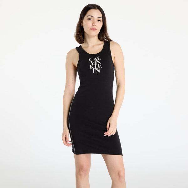 Calvin Klein Jeans Sl Cotton 1X1 Rib Dress Black S-alacsony-ár