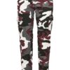 Camo Cargo Women's High Waisted Trousers with Burgundy Mask