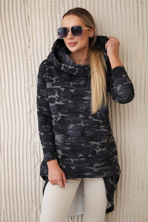 Camo graphite+black long back sweatshirt