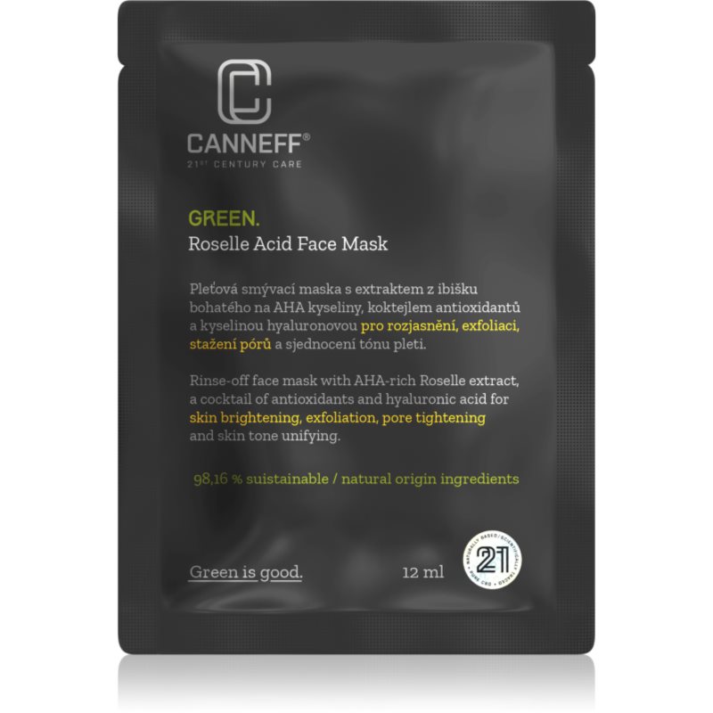 Canneff Green Roselle Acid Face Mask hámlasztó maszk A.H.A.-val (Alpha Hydroxy Acids) 12 ml-Ár