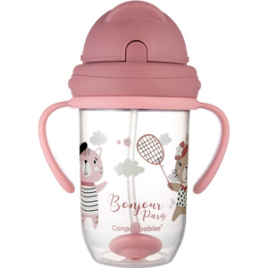 Canpol babies Bonjour Paris Cup bögre szívószállal Pink 270 ml-Ár