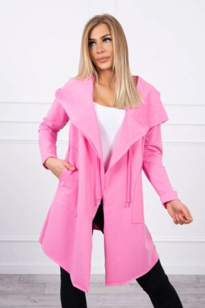 Cape with loose hood in pink color