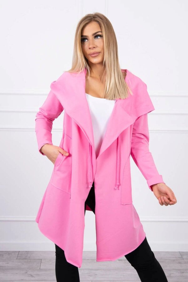 Cape with loose hood in pink color