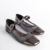 Capone Outfitters Flat Toe Banded Patent Leather Flats