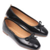 Capone Outfitters Hana Trend Wrinkled Pattern Black Women's Ballerinas