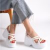Capone Outfitters Women's High Wedge Ankle Strap Sandals