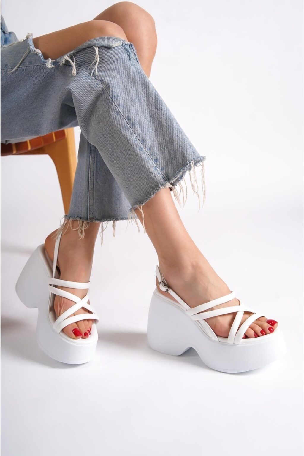 Capone Outfitters Women's High Wedge Ankle Strap Sandals