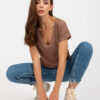 Cappuccino cotton v-neck t-shirt BASIC