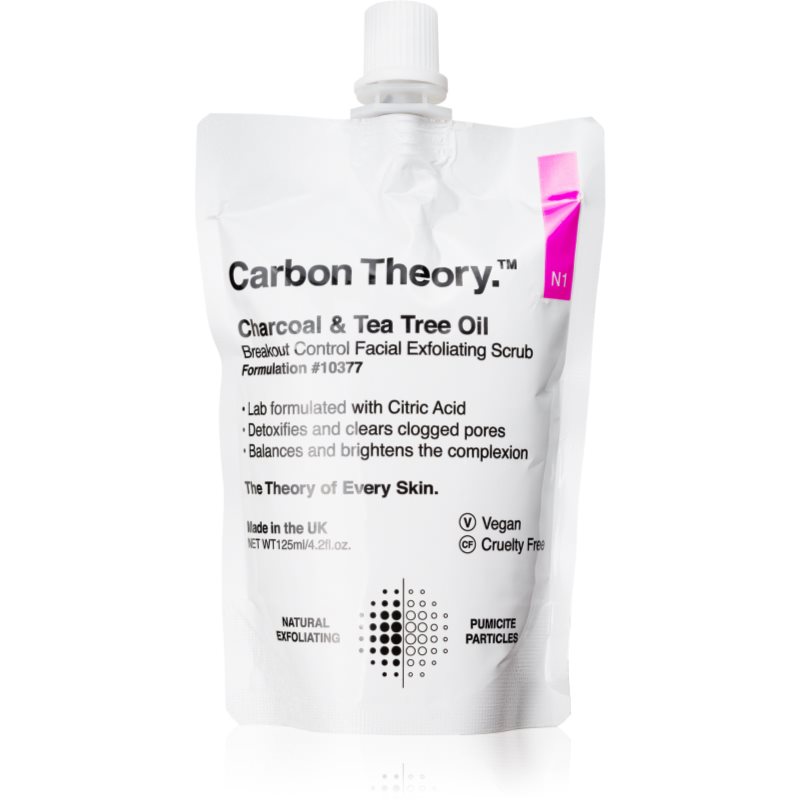 Carbon Theory Charcoal & Tea Tree Oil arctisztító peeling problémás és pattanásos bőrre 125 ml-Ár