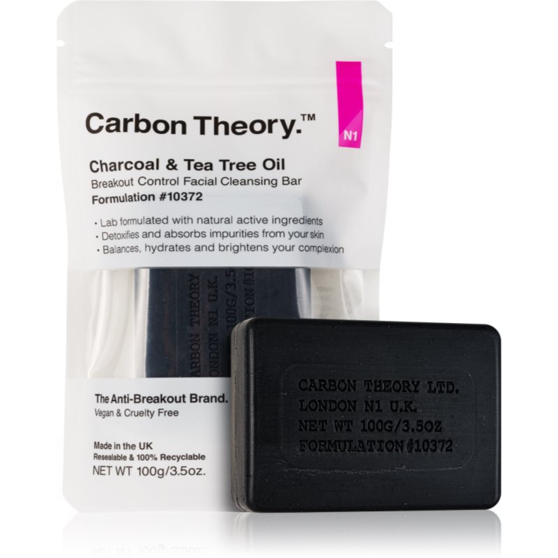 Carbon Theory Charcoal & Tea Tree Oil tisztító kemény szappan az arcbőr megnyugtatására 100 g-Ár