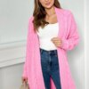 Cardigan sweater braid light pink