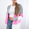 Cardigan sweater on straps gray+light pink