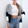 Cardigan sweater on straps gray+navy blue