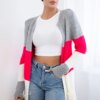 Cardigan sweater on straps gray+raspberry