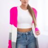 Cardigan sweater on straps pink neon+ecru