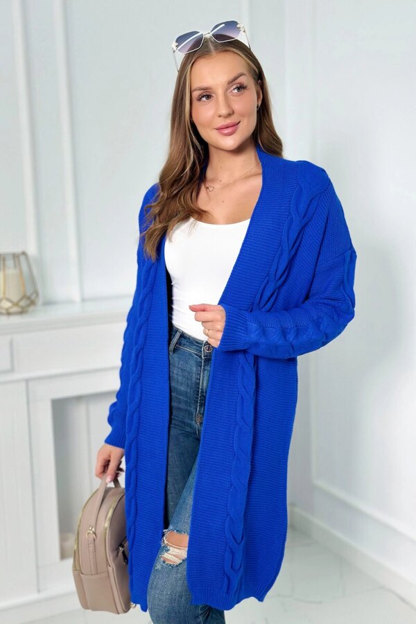 Cardigan sweater weave braid purple blue