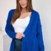 Cardigan sweater with cable weave purple blue