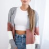 Cardigan sweater with straps gray + dark pink