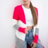 Cardigan sweater with straps raspberry+ecru