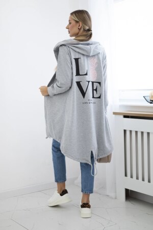 Cardigan with grey print