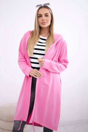 Cardigan with oversize print in light pink color