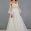 Carmen Ecru Tulle Low Sleeve Engagement Evening Dress