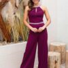 Carmen Plum Collar with Stones at the Waist Overalls