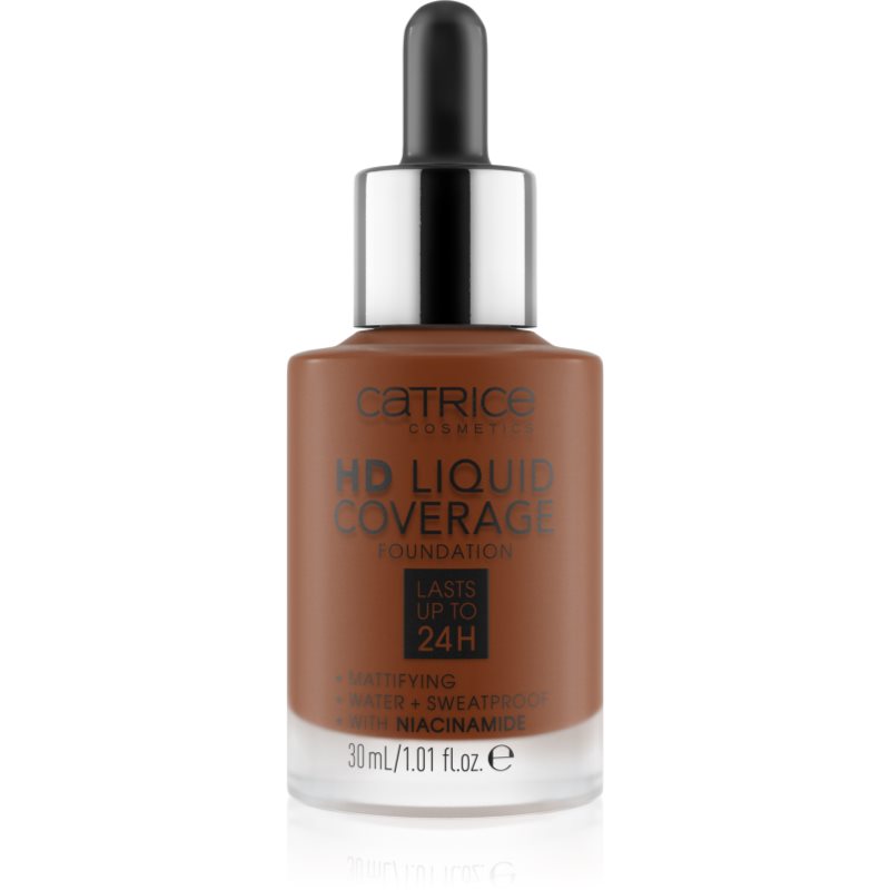 Catrice HD Liquid Coverage Foundation vízálló folyékony make-up matt hatással árnyalat 097 Cool Mocha 30 ml
