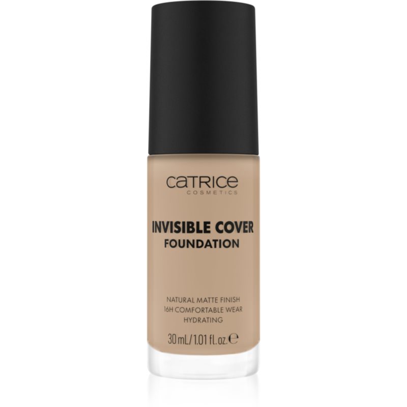 Catrice Invisible Cover Foundation hosszan tartó és erősen fedő alapozó matt hatással árnyalat 017N 30 ml