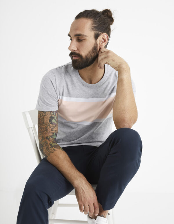 Celio Cotton T-Shirt Beroad with stripe - Men