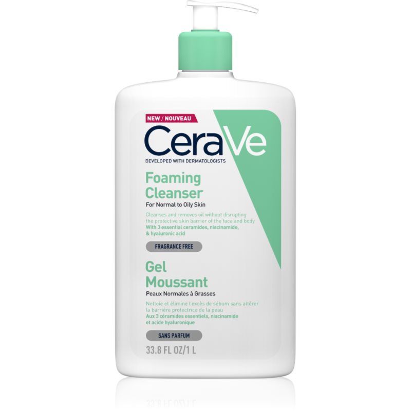 CeraVe Cleansers tisztító habzó gél normál és zsíros bőrre 1000 ml-Eredeti