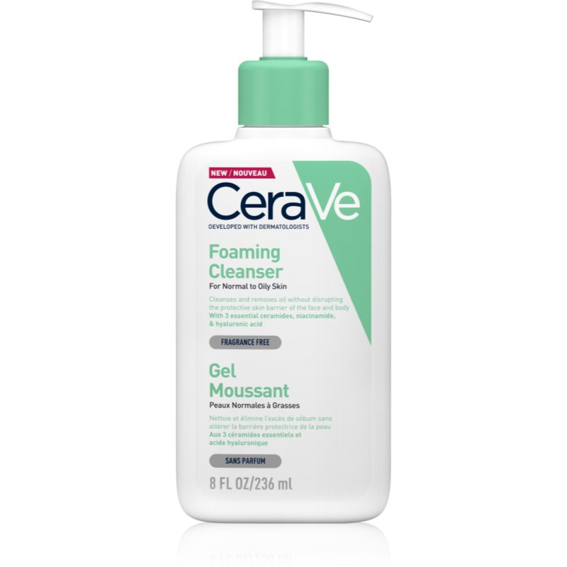 CeraVe Cleansers tisztító habzó gél normál és zsíros bőrre 236 ml-Eredeti