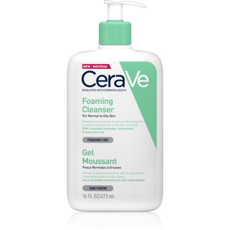 CeraVe Cleansers tisztító habzó gél normál és zsíros bőrre 473 ml-Eredeti