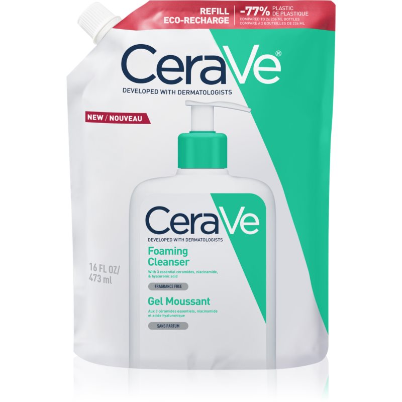 CeraVe Refill Foaming Cleanser tisztító habzó gél normál és zsíros bőrre utántöltő 473 ml-ár
