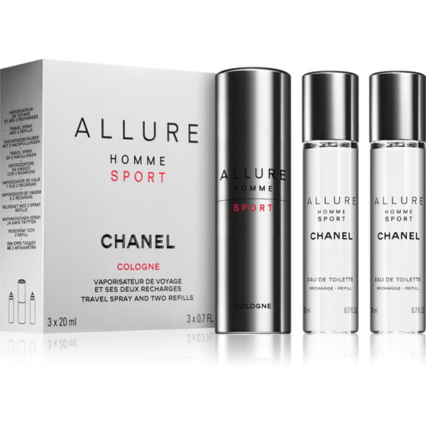 Chanel Allure Homme Sport Cologne Eau de Cologne (1x utántölthető + 2x utántöltő) uraknak 2x20 ml-Eredeti