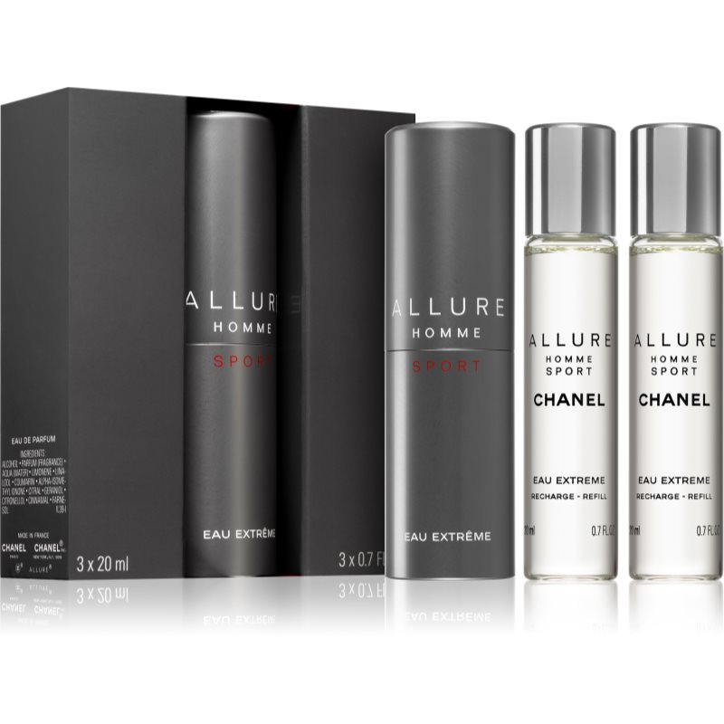 Chanel Allure Homme Sport Eau Extreme Eau de Parfum (1x utántölthető + 2x utántöltő) uraknak 3x20 ml-Eredeti