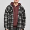 Checkered Teddy Lined Shirt Jacket black/white