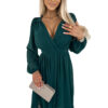 Chiffon midi dress with long sleeves and neckline Numoco