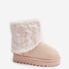 Children's ankle snow boots with fur light beige Crisie