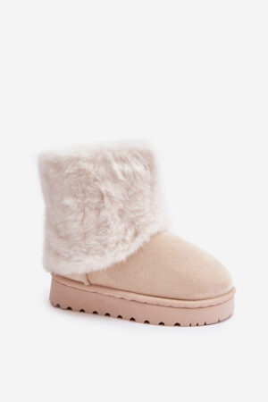 Children's ankle snow boots with fur light beige Crisie