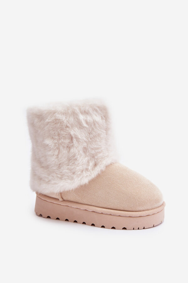 Children's ankle snow boots with fur light beige Crisie