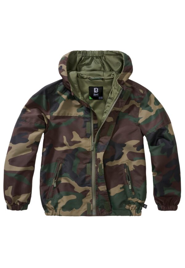 Children's summer windbreaker with front zipper for the forest