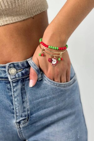 Christmas bracelet Santa Claus with a green bag